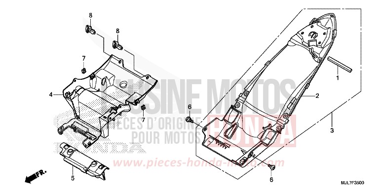 KOTFLUEGEL, HINTEN von Integra 750 MAT PEARL GLARE WHITE (NHB54) von 2014